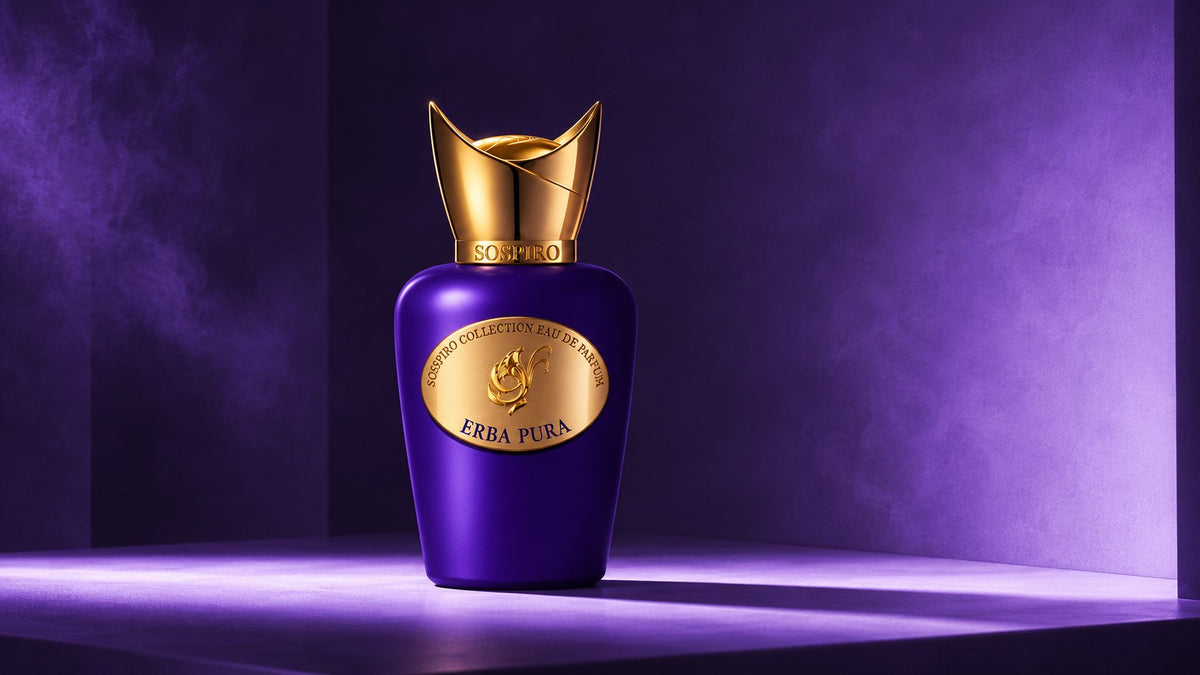 Sospiro Erba Pura Flakon in violettem Licht